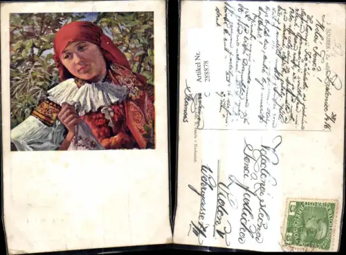 288878,Künstler Ak J. Sourek Za milym Frau i. Trachten