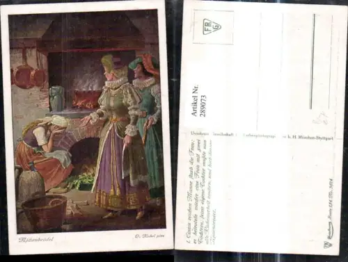 289073,Künstler Ak Otto Kubel Aschenbrödel m. bösen Schwestern Märchen