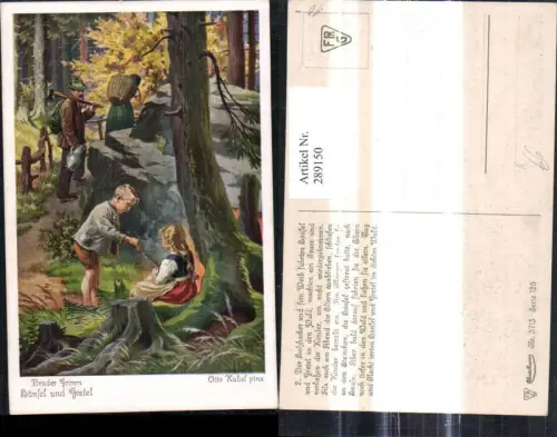 289150,Künstler Ak Otto Kubel Brüder Grimm Hänsel u. Gretel im Wald Märchen