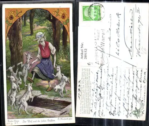 289152,Künstler Ak O. Herrfurth Brüder Grimm Der Wolf u. d. sieben Geißlein Märchen