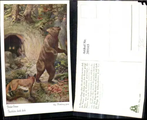 289165,Künstler Ak Georg Mühlberg Brüder Grimm Tischlein deck dich Märchen Bär Fuchs