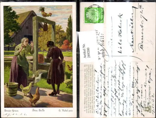 289200,Künstler Ak Otto Kubel Brüder Grimm Frau Holle Märchen Brunnen
