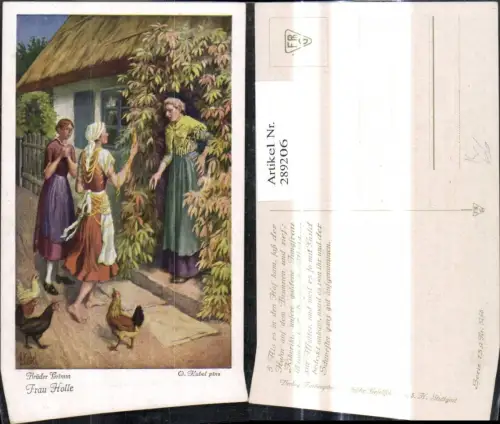 289206,Künstler Ak Otto Kubel Brüder Grimm Frau Holle Märchen Spindel