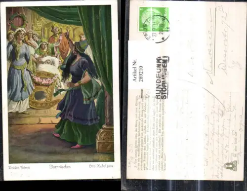 289210,Künstler Ak Otto Kubel Brüder Grimm Dornröschen Märchen Wiege