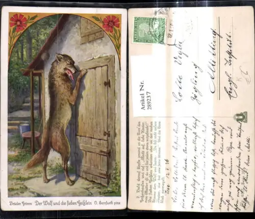 289237,Künstler Ak O. Herrfurth Brüder Grimm Der Wolf u. d. sieben Geißlein Märchen