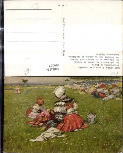 289707,Künstler Ak Joza Uprka Frau m. Kind Die Wahlfahrt zum hl. Antonius Südmähren Tschechien Tracht