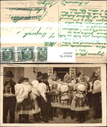 289747,Tracht Z Uherskobrodska Frauen Männer Nationaltracht Kopfschmuck