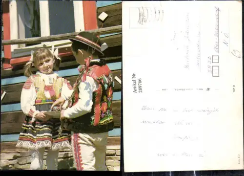 289766,Tracht Kinder Volkstracht Teller m. Ostereier Hut Haarschleifen