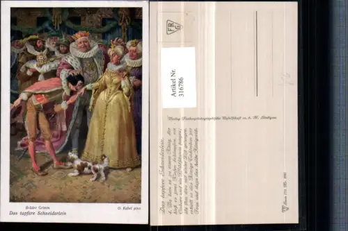 316786,Künstler AK O. Kubel Brüder Grimm Märchen Das tapfere Schneiderlein König Hund