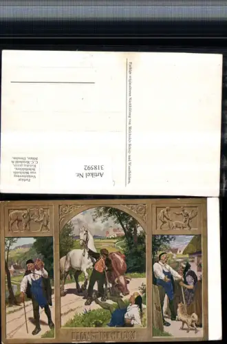 318592,Künstler AK Paul Hey Märchen Hans im Glück Pferd Hund Mehrbildkarte