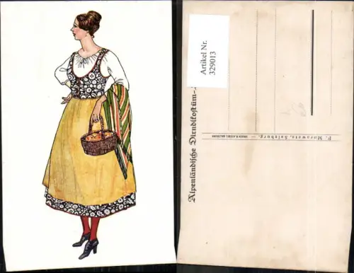 329013,Künstler Ak Alpenländische Dirndl Tracht Trachten Korb Tuch