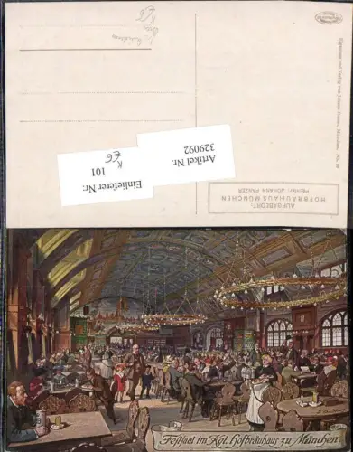 329092,Künstler Ak F. Quidenus München Hofbräuhaus Festsaal Bier