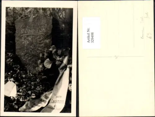 329498,Foto Ak Grabstein Pommern Kranz m. Schleife Tod