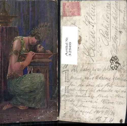 329499,Künstler Ak C. V. Muttich Salome Abgeschlagener Männerkopf a. Teller Tod