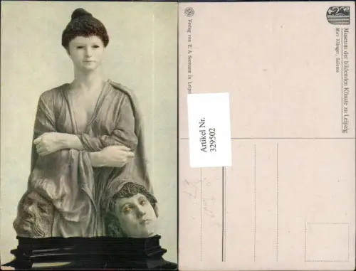 329502,Künstler Ak Max Klinger Salome Skulptur m. Abgeschlagenen Männerköpfen Tod