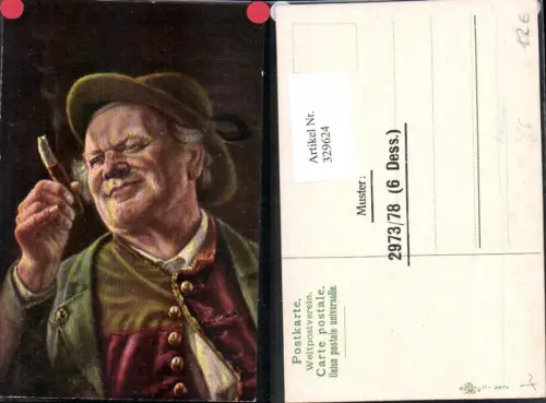 329624,Künstler Ak Rauchen Mann Tracht Zigarre
