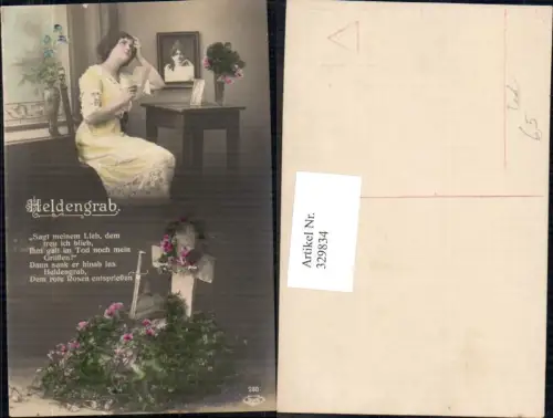 329834,Fotomontage Tod Frau liest Brief Heldengrab Text Lesen Grab Schwert