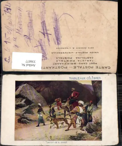 336077,Künstler Ak R. Ernst Tableaux Celebres Tiger Kamel Volkstypen