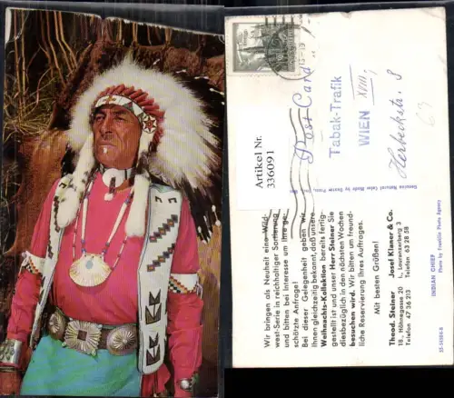 336091,Volkstypen Indian Chief Indianer Kopfschmuck Tracht