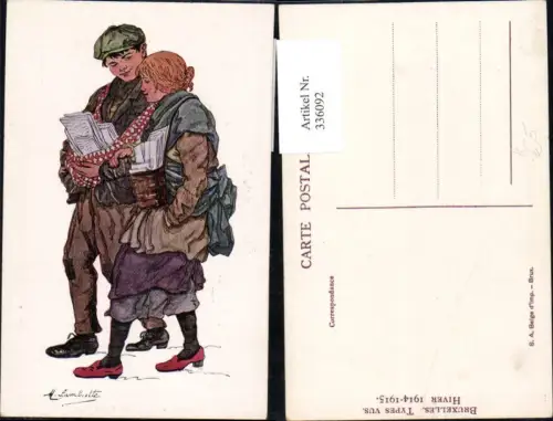 336092,Künstler Ak M. Lambiotte S. A. Belge d Imp. Brux Brüssel Brüssler Typen Volkstypen Zeitungsverkäufer