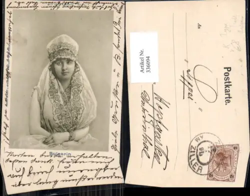 336094,Künstler Ak Volkstypen Bulgarin Frau Tracht Kopftuch Schleier Type pub Aus allen Ländern 3