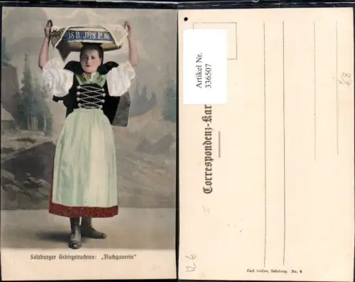 336507,Tracht Salzburger Gebirgstrachten Flachgauerin Frau Schwalbenschwanz pub Carl Oeller 6