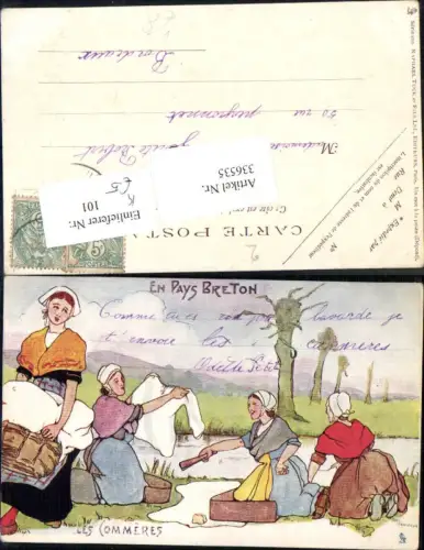 336535,Künstler Ak En Pays Breton Tracht Les Commeres Wäscherinnen Frauen a. Bach pub Raphael Tuck et Fils 210