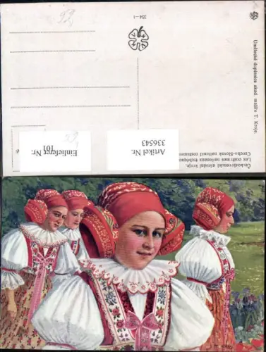 336543,Künstler Ak T. Kroje Czecho Slovak national costumes Tracht Frauen Kopftuch