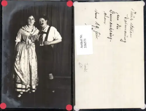 336571,Foto Ak Paar i. Tracht 1911 Damenkränzchen