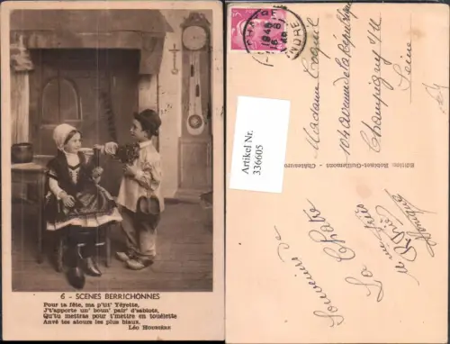 336605,Tracht Scenes Berrichonnes Kinder Holzschuhe Spruch Châteauroux