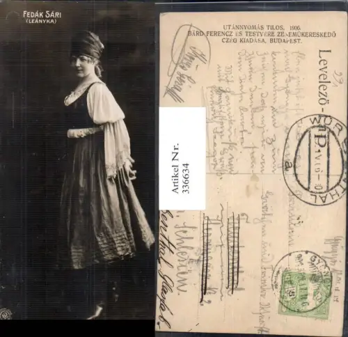 336634,Tracht Frau Fedak Sari Leanyka Schauspielerin Ungarn pub Czeg Kiadas Budapest