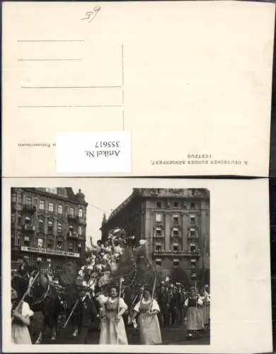 355617,Foto Ak 10. Deutsches Bundes Sängerfest Festzug Kutsche Frauen Tracht