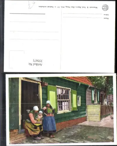 355671,Trachten Niederlande Marken Frauen m. Kind b. Haus
