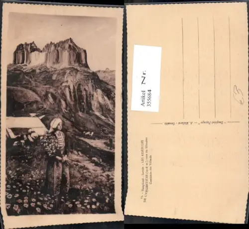 355684,Trachten Frankreich Dauphine Savoie Les Aiguilles de l Argentiere vues du Glandon Frau Bergkulisse