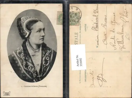 355692,Trachten Frankreich Costumes de Savoie Tarentaise Kopfschmuck Schultertuch Portrait