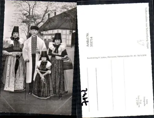 355714,Trachten Deutschland Schaumburg-Lippe Volkstracht Familie Korb Hut