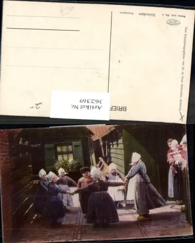362369,Künstler Ak Volendam Rondedans Tanzende Kinder Haube Trachten Niederlande