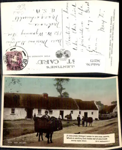 362373,Volkstypen Irland Irish Turf Sellers Jungen Buben m. Esel Korb
