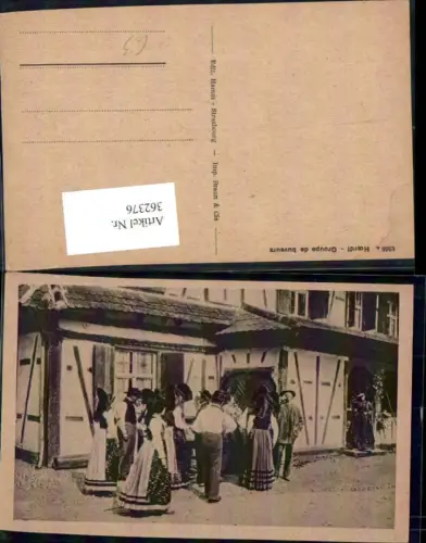 362376,Hoerdt Groupe de buveurs Frauen Männer Trachten Frankreich