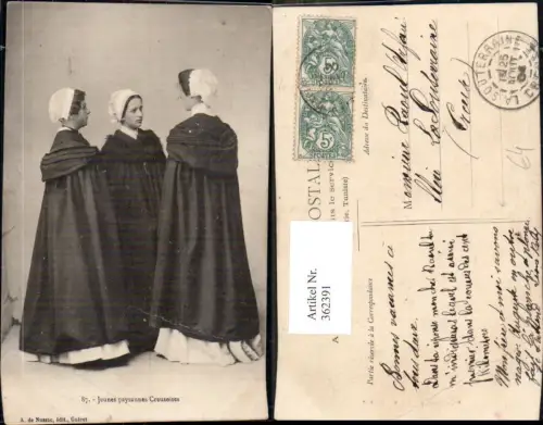 362391,Jeunes paysannes Creusoises Frauen Haube Trachten Frankreich