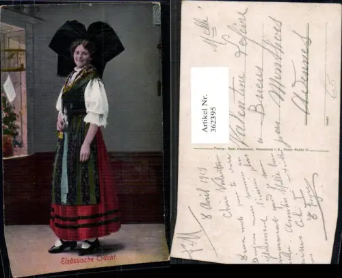 362395,Elsässische Tracht Frau Kopftuch Schwalbenschwanz Elsass Trachten Frankreich
