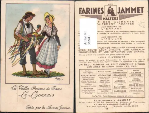 362411,Künstler Ak Jean Droit Les Vieilles Provinces de France Le Lyonnais Paar Bauchladen Trachten Frankreich