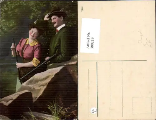 380219,Jagd Jäger m. Frau Liebe Tracht Gewehr