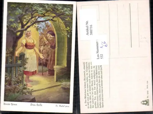 380716,Künstler Ak O. Kubel Frau Holle Brüder Grimm Märchen