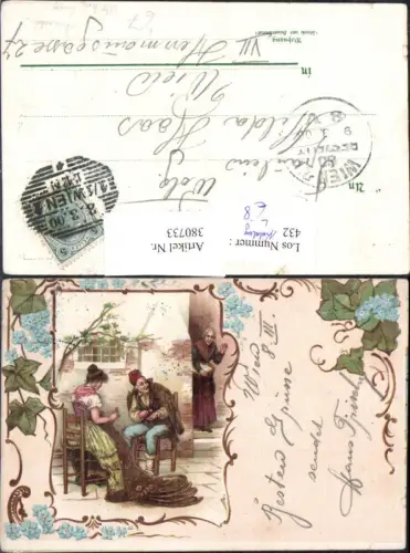 380733,Künstler Litho Märchen Schneewittchen m. Zwerg 1900