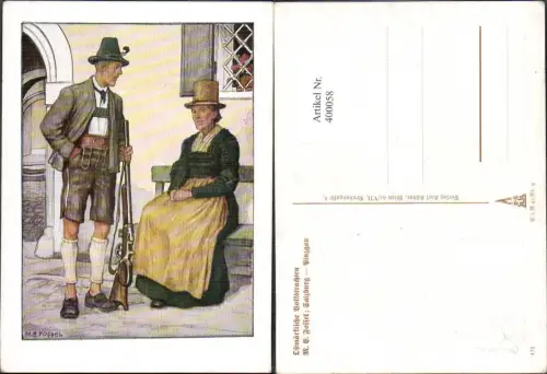 400058,Künstler Ak M. E. Fossel Salzburg Pinzgau Trachten Ostmark pub Karl Kühne P. 1 R. 41 Nr. 9