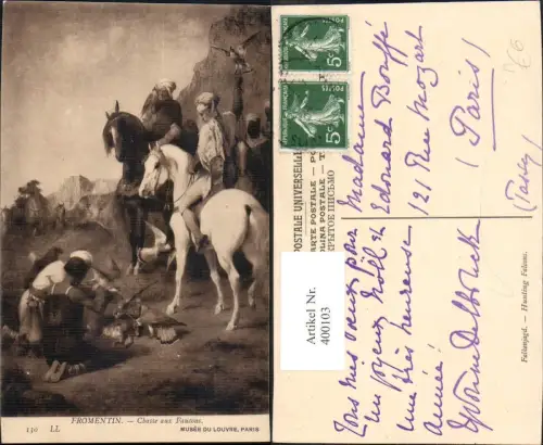400103,Künstler Ak Fromentin Chasse aux Faucons Falkenjagd Jagd Hunting Falcons