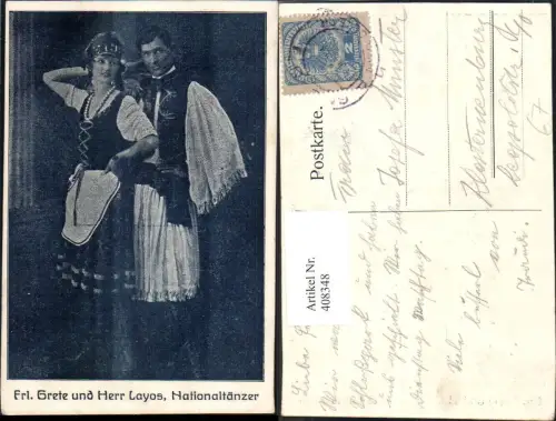 408348,Tanzen Fräulein Grete u. Herr Layos Nationaltänzer Tracht
