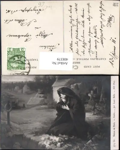 408379,Künstler Ak Louis Belle Seules Frauen weinen a. Grab Trauer Tod