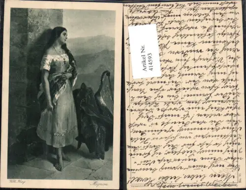 414593,Künstler Ak W. Kray Sinti Roma Zigeuner Mignon Harfe